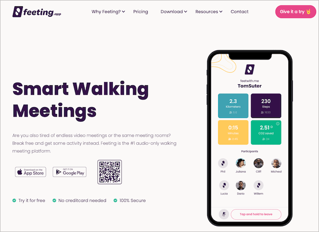feeting.app Screenshot Homepage