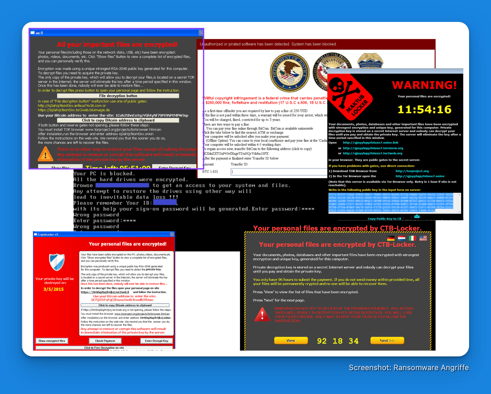 Screenshot: Ransomware Angriffe