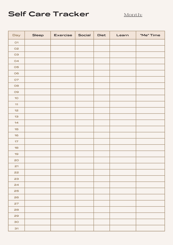 31 Day Printable Habit Tracker for Self Care Check In (Free Download)