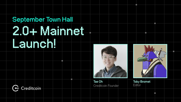 A promotion image of the September town hall about the Creditcoin 2.0+ mainnet launch